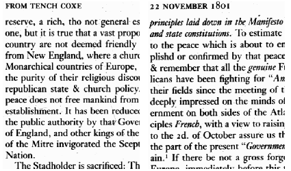 printed version of Tench Coxe's handwritten letter